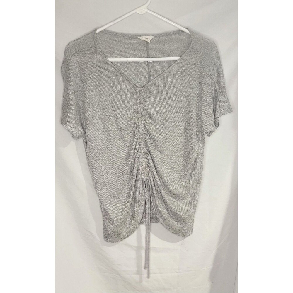 Aeropostale Small Gray Short Sleeve Soft Ribbed Summer Cinched Top Knot Front